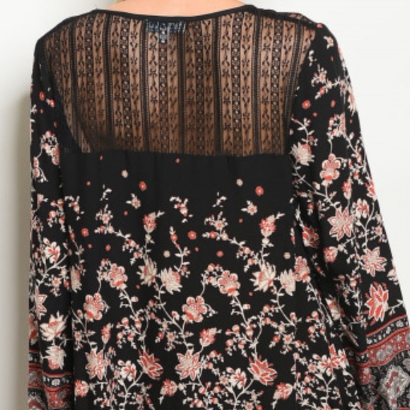 BOHO STYLE LACE & FLORAL PRINT DESIGN DRESS - Picture 6 of 6